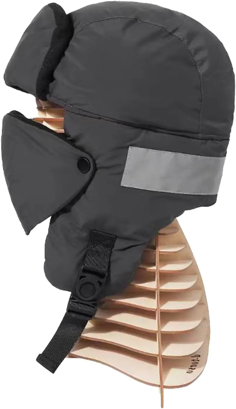 Clakllie Waterproof Trapper Hat with Earflaps Facemask Winter Ushanka Russian Eskimo Cap Warm Trooper Hats for Skiing