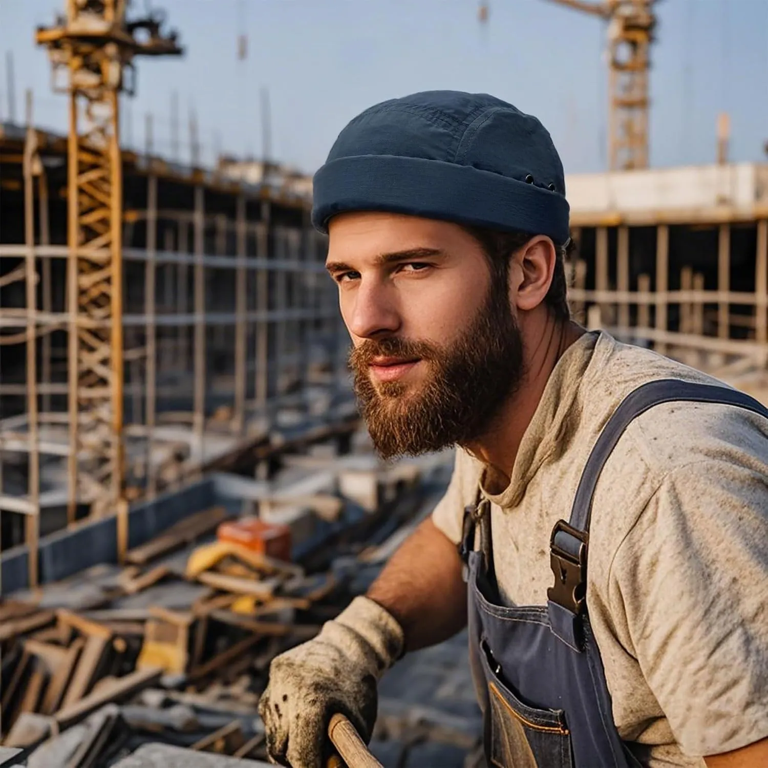 CLAPE Brimless Cap for Men Lightweight Breathable Nylon 5 Panel Docker Cap Waterproof No Visor Worker Rolled Cuff Leon Hat