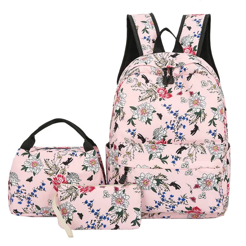 Classic Unique Three-piece Large Capacity Floral Backpacks