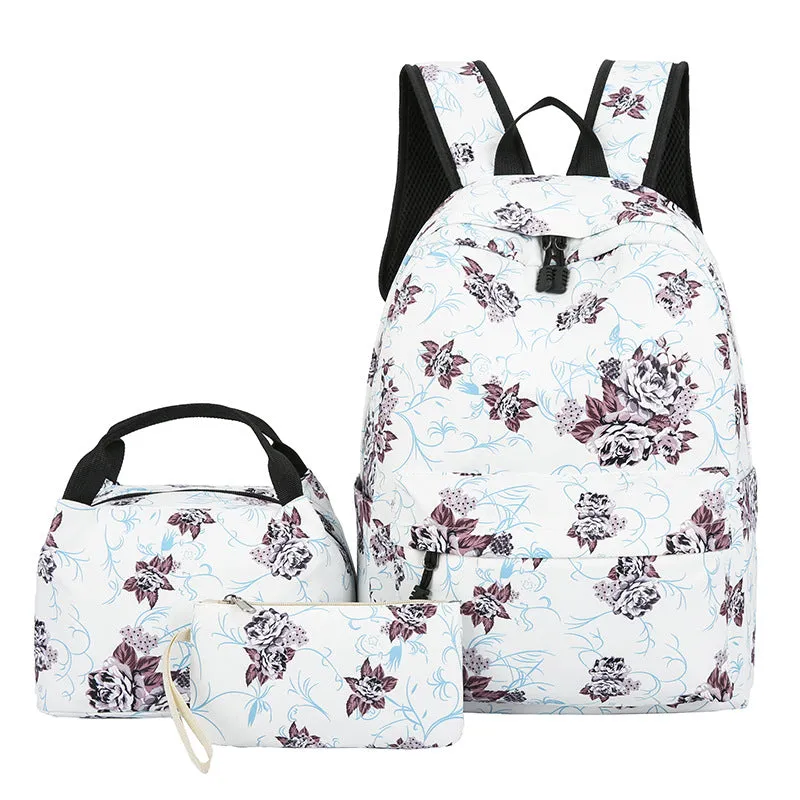 Classic Unique Three-piece Large Capacity Floral Backpacks