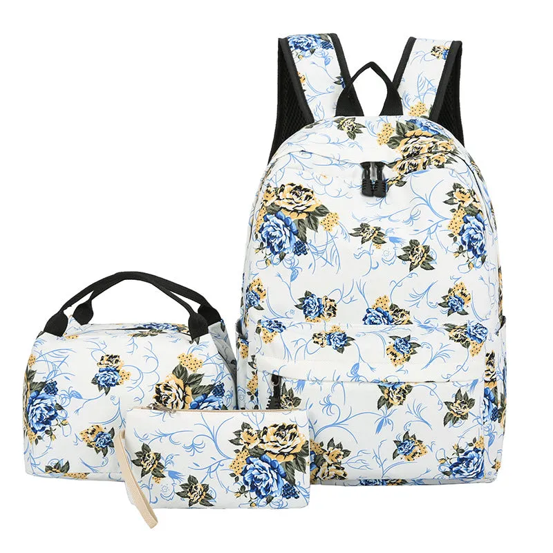 Classic Unique Three-piece Large Capacity Floral Backpacks