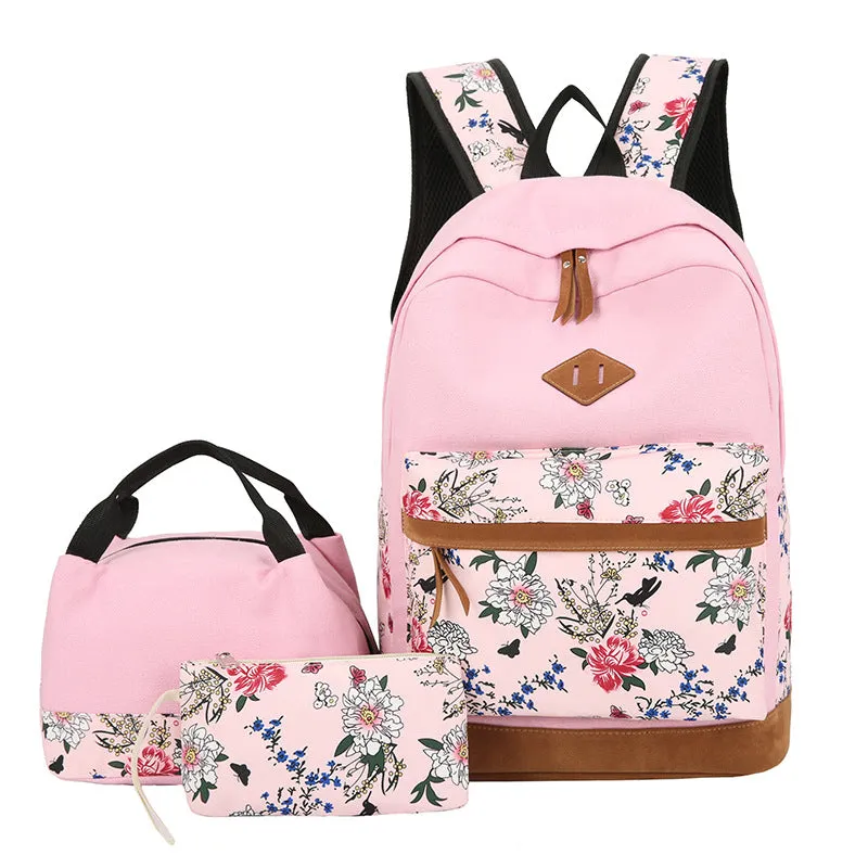 Classic Unique Three-piece Large Capacity Floral Backpacks