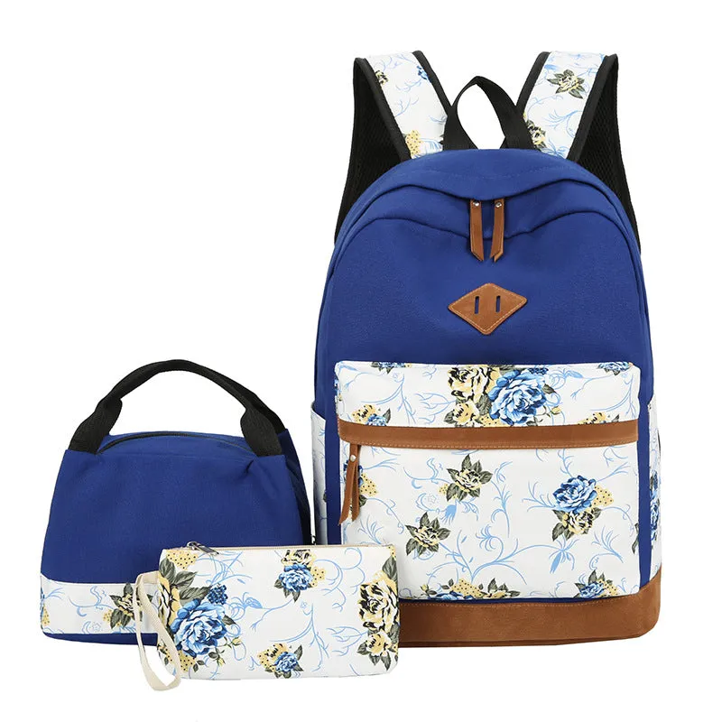 Classic Unique Three-piece Large Capacity Floral Backpacks