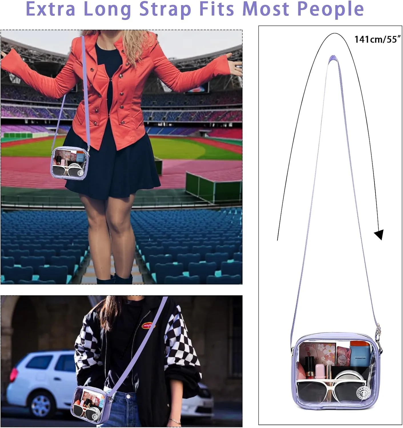 Clear Bag Stadium Approved Clear Crossbody Fanny Purse Transparent Bag for Concerts Sports Festivals