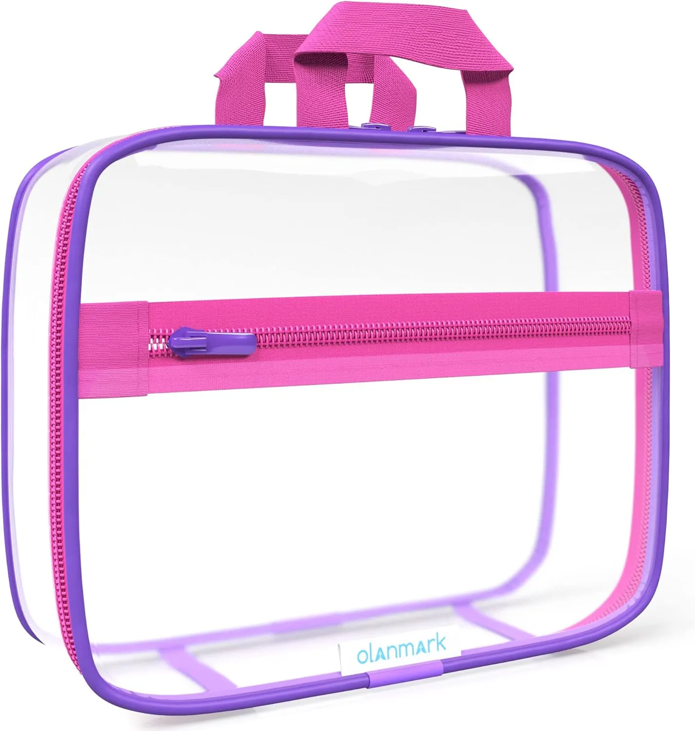 Clear Toiletry Bag - PVC Makeup Bag - Large Transparent Cosmetic Travel Case - See Through Packing Cube with Handle - Clear Bag with Zipper - Plastic Storage Pouch Mix
