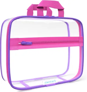 Clear Toiletry Bag - PVC Makeup Bag - Large Transparent Cosmetic Travel Case - See Through Packing Cube with Handle - Clear Bag with Zipper - Plastic Storage Pouch Mix