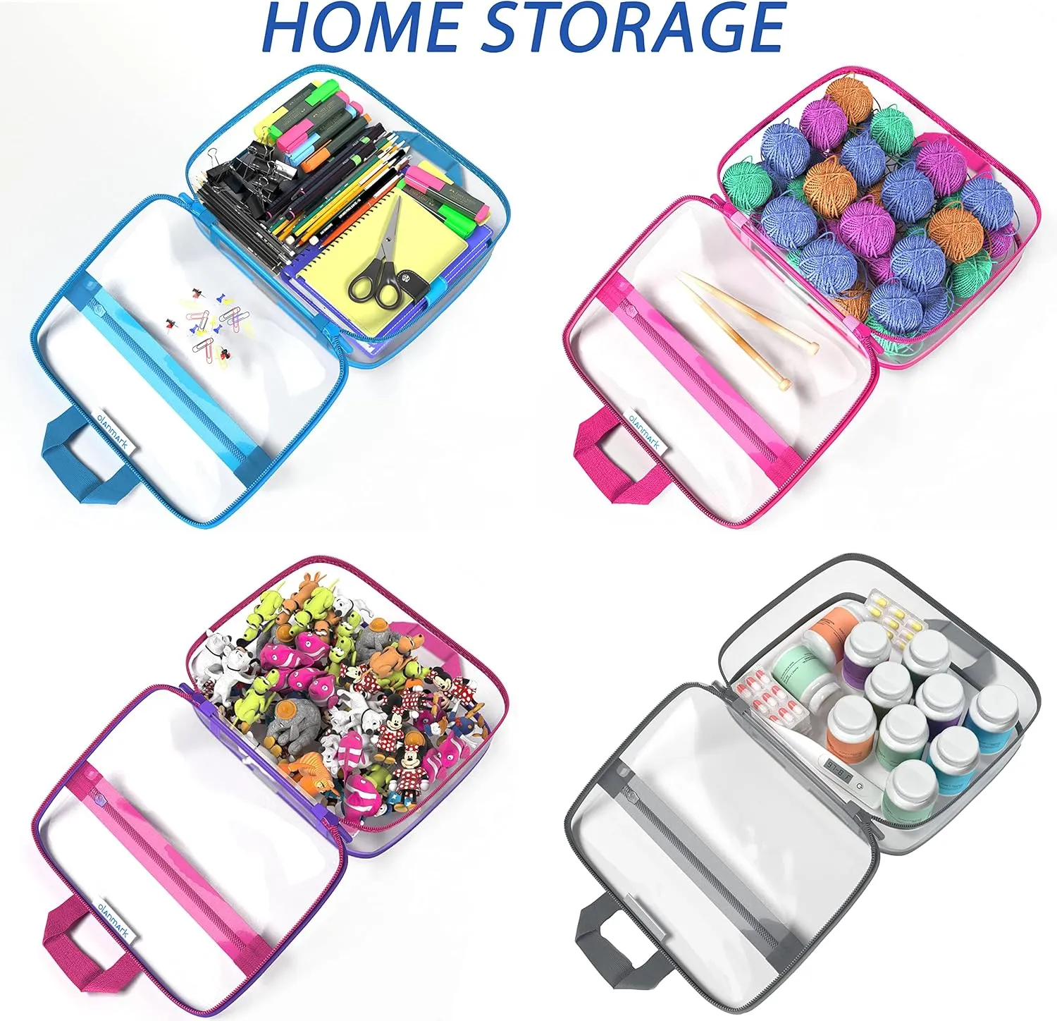 Clear Toiletry Bag - PVC Makeup Bag - Large Transparent Cosmetic Travel Case - See Through Packing Cube with Handle - Clear Bag with Zipper - Plastic Storage Pouch Mix