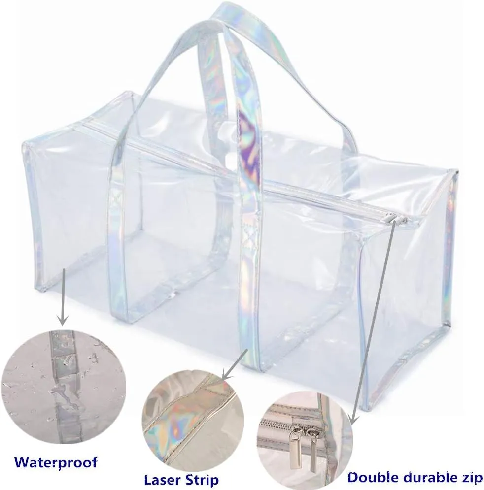 Clear Tote Bag Transparent Bag Stadium Approved Travel Gym See Through Toiletry Bag for Women