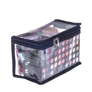 Clear Travel Cosmetic Bag Transparent PVC Rectangular Makeup Organizer Bag with Zipper