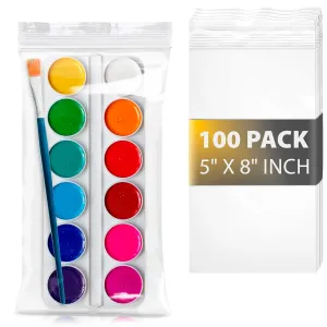 Clear Zipper Bags for Organizing, 5 x 8 Inches. 100 Pack Reclosable Plastic Bags for Small Business, 2 Mil. Clear Zipper Pouches. Waterproof Storage Bag with Zip Top.