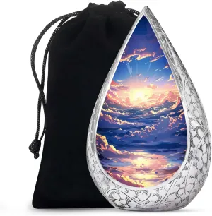 Clouds Burial Urn for Human Ashes Adult Male and Female - Sunrise Large Drop Funeral Urns for Ashes Adult Female and Male - Cremation Memorial Urn for Daughter and Son, 10 Inch