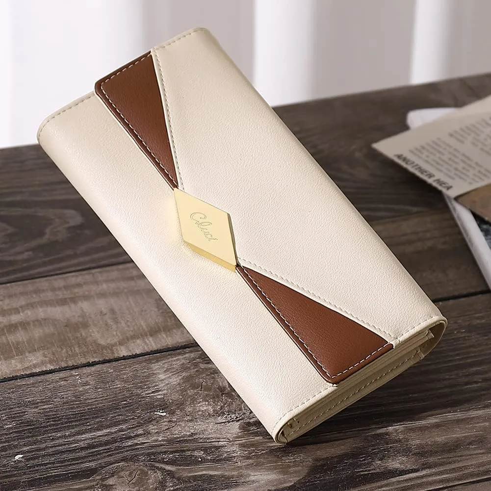 CLUCI Leather Wallet for Women Slim Designer Trifold Ladies Credit Card Holder