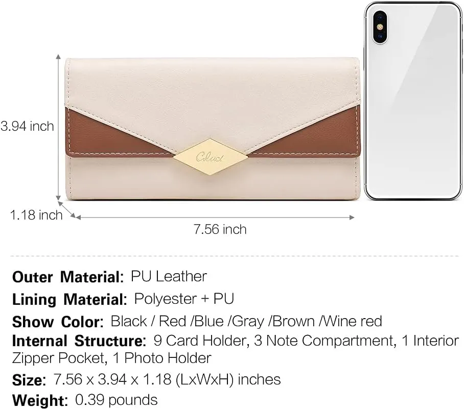 CLUCI Leather Wallet for Women Slim Designer Trifold Ladies Credit Card Holder