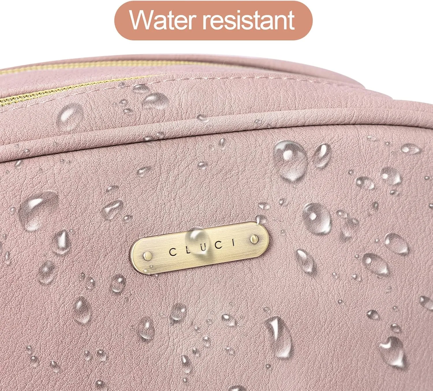 CLUCI Toiletry Bag Travel Bag with Hanging Hook Leather Makeup Cosmetic Bag Travel Organizer for Accessories Shampoo Container Toiletries