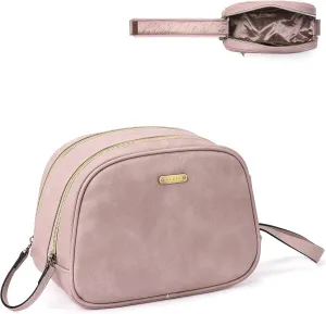CLUCI Toiletry Bag Travel Bag with Hanging Hook Leather Makeup Cosmetic Bag Travel Organizer for Accessories Shampoo Container Toiletries