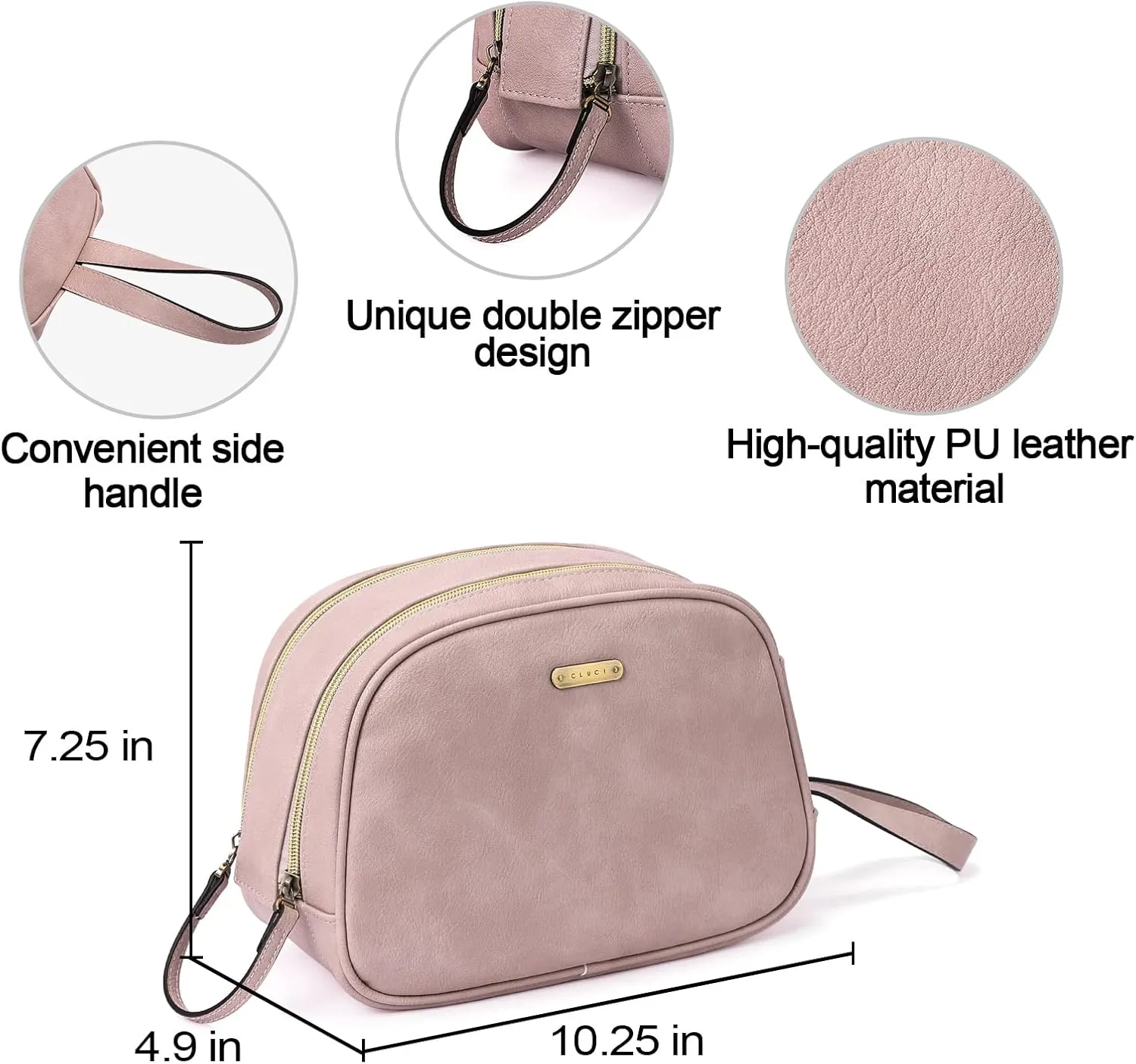 CLUCI Toiletry Bag Travel Bag with Hanging Hook Leather Makeup Cosmetic Bag Travel Organizer for Accessories Shampoo Container Toiletries