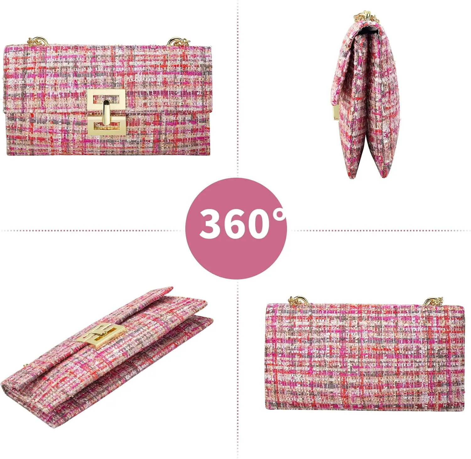 Clutch Purse for Women Evening Bags Handbags for Wedding Party Cocktail Prom Tweed Purses Crossbody Shoulder Bag