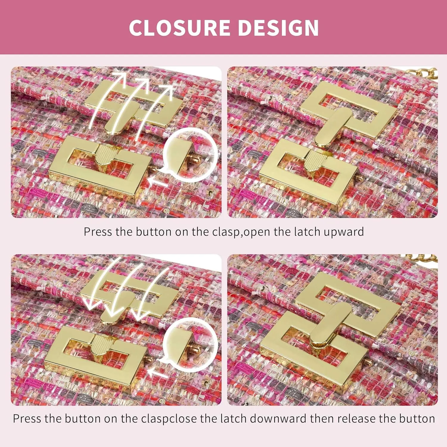 Clutch Purse for Women Evening Bags Handbags for Wedding Party Cocktail Prom Tweed Purses Crossbody Shoulder Bag