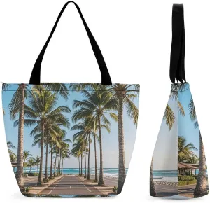 Coastal Highway Bag for Women Tote Bag with Zipper Handbag for Travel Work Grocery Bag Shopping Bag