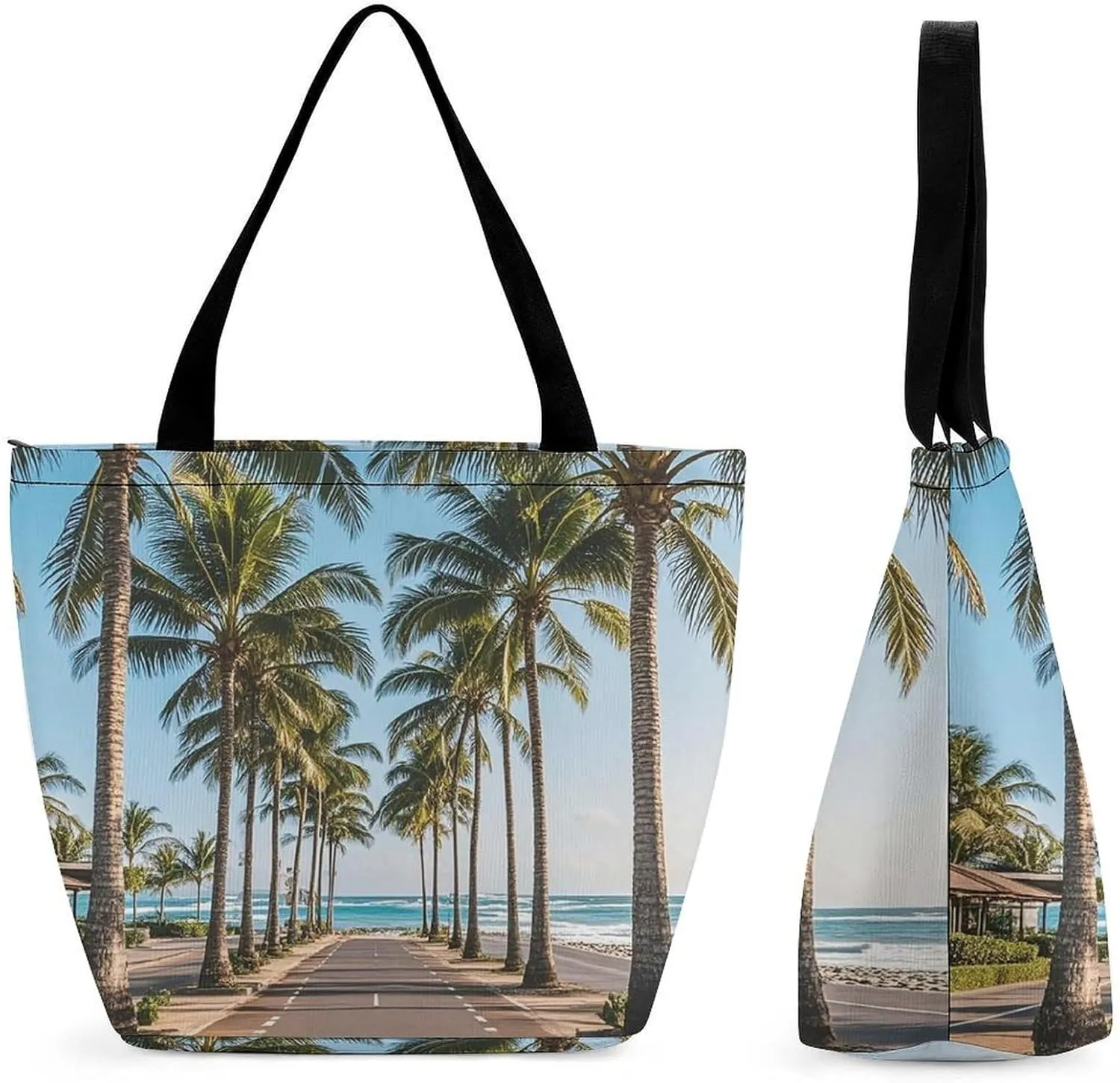 Coastal Highway Bag for Women Tote Bag with Zipper Handbag for Travel Work Grocery Bag Shopping Bag