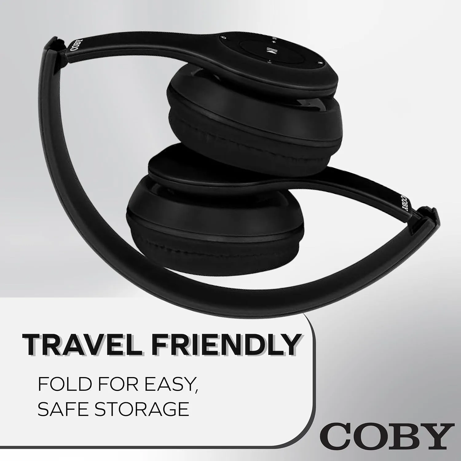 Coby Bluetooth Headphones, Wireless Headphones with Mic Built-in, AUX, Hands-Free Calling, Over-Ear Foldable Headset, Rechargeable, 5-HR Play