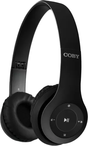 Coby Bluetooth Headphones, Wireless Headphones with Mic Built-in, AUX, Hands-Free Calling, Over-Ear Foldable Headset, Rechargeable, 5-HR Play