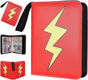 Collectible Trading Card Albums,4 Pocket Card Binder, 400 Double Sided Pocket PU Premium Zip Trading Collection Binderwith 50 Removable Sleeves, Card Folder forTCG, Sports Cards (Red)