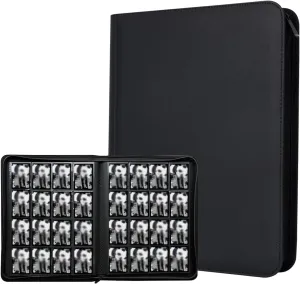 Collectible Trading Card Zipper Album Holder, 16-Pocket,1024 Pockets Card 30 Protective Sleevesfor Cards Storage & Organisation Card Binder Case Holder for TCG, Sports Card (Black-1024 Pockets)