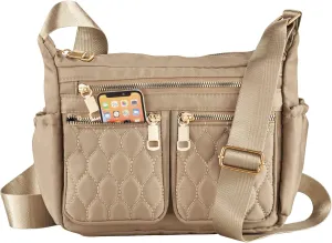 Collections Etc Adjustable Multi Zip Pockets Cross-Body Handbag