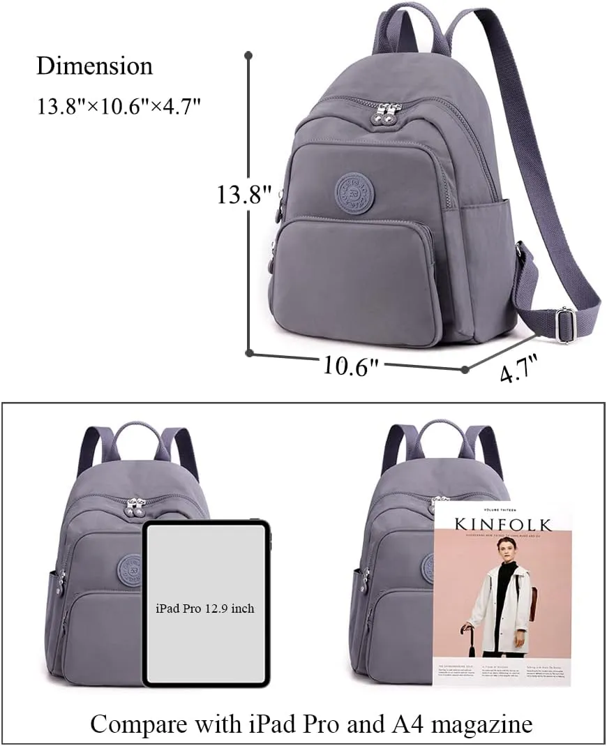 Collsants Small Nylon Backpack for Women Mini Backpack Purse Ladies Fashion Backpack Small Travel Bag Daypack(grey)