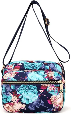 Collsants Small Nylon Purse Mini Crossbody Bag Travel Shoulder Bag Multi Zipper Pockets
