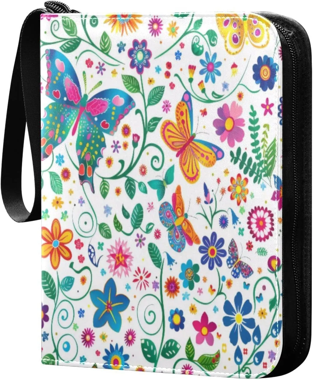 Colorful Butterfly Card Binder 4-Pocket, 400 Pockets Trading Cards Holder Games Card Albums Storage Organizer Case for Football, Baseball Cards