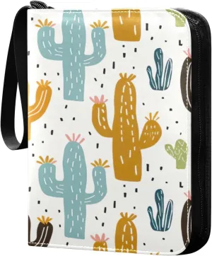 Colorful Cactus Card Binder 4-Pocket, 400 Pockets Trading Cards Holder Games Card Albums Storage Organizer Case for Football, Baseball Cards