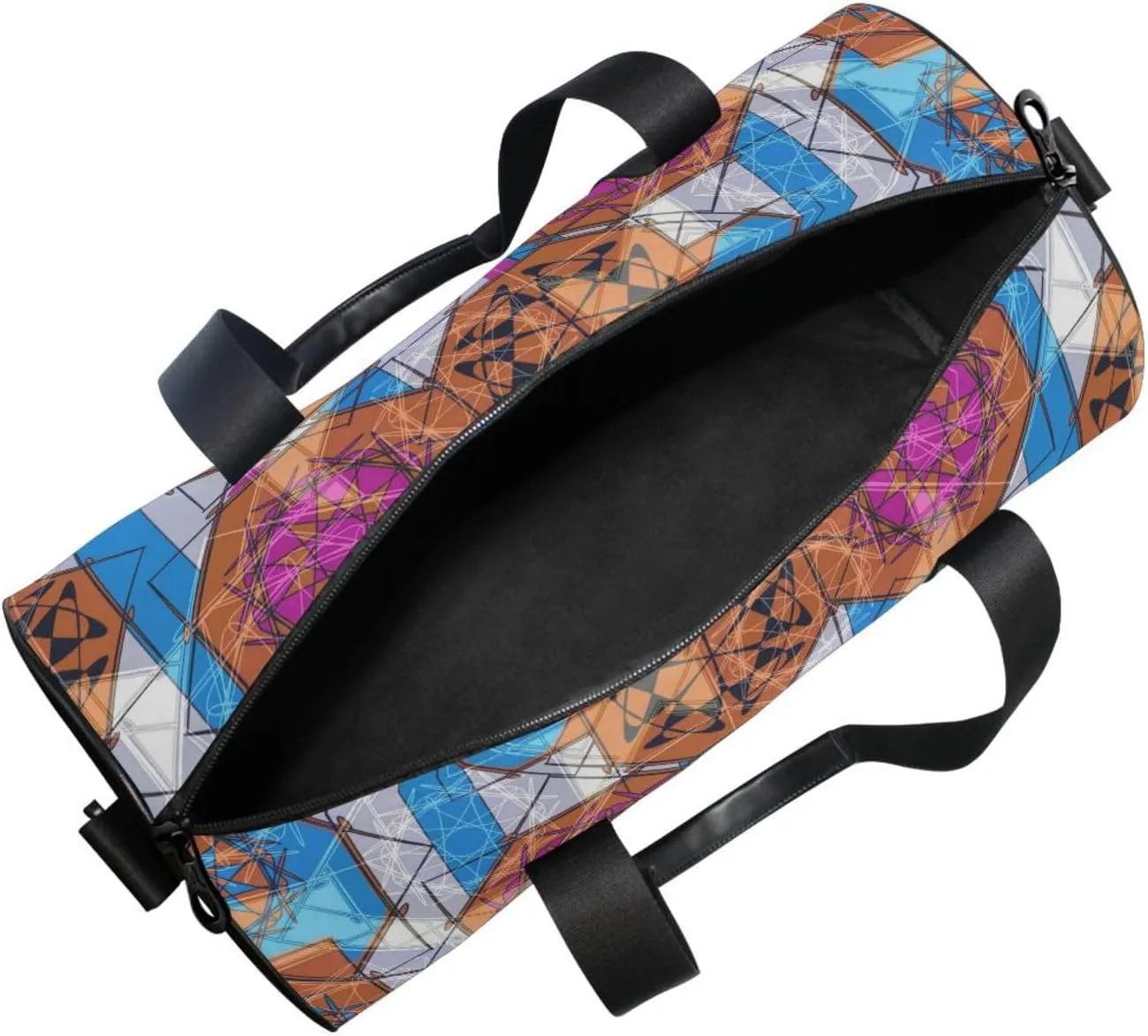 Colorful Floral and Geometric Modern Abstract Design Portable Gym Bag, Travel Bag, Luggage bag, Sports Bag, Toiletry Bag with Handles, Detachable Shoulder Strap 17.6 x 9 x 9 inch