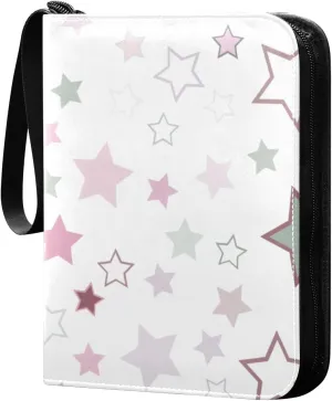 Colorful Stars Card Binder 4-Pocket, 400 Pockets Trading Cards Holder Games Card Albums Storage Organizer Case for Football, Baseball Cards