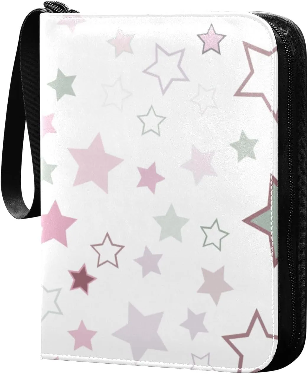 Colorful Stars Card Binder 4-Pocket, 400 Pockets Trading Cards Holder Games Card Albums Storage Organizer Case for Football, Baseball Cards