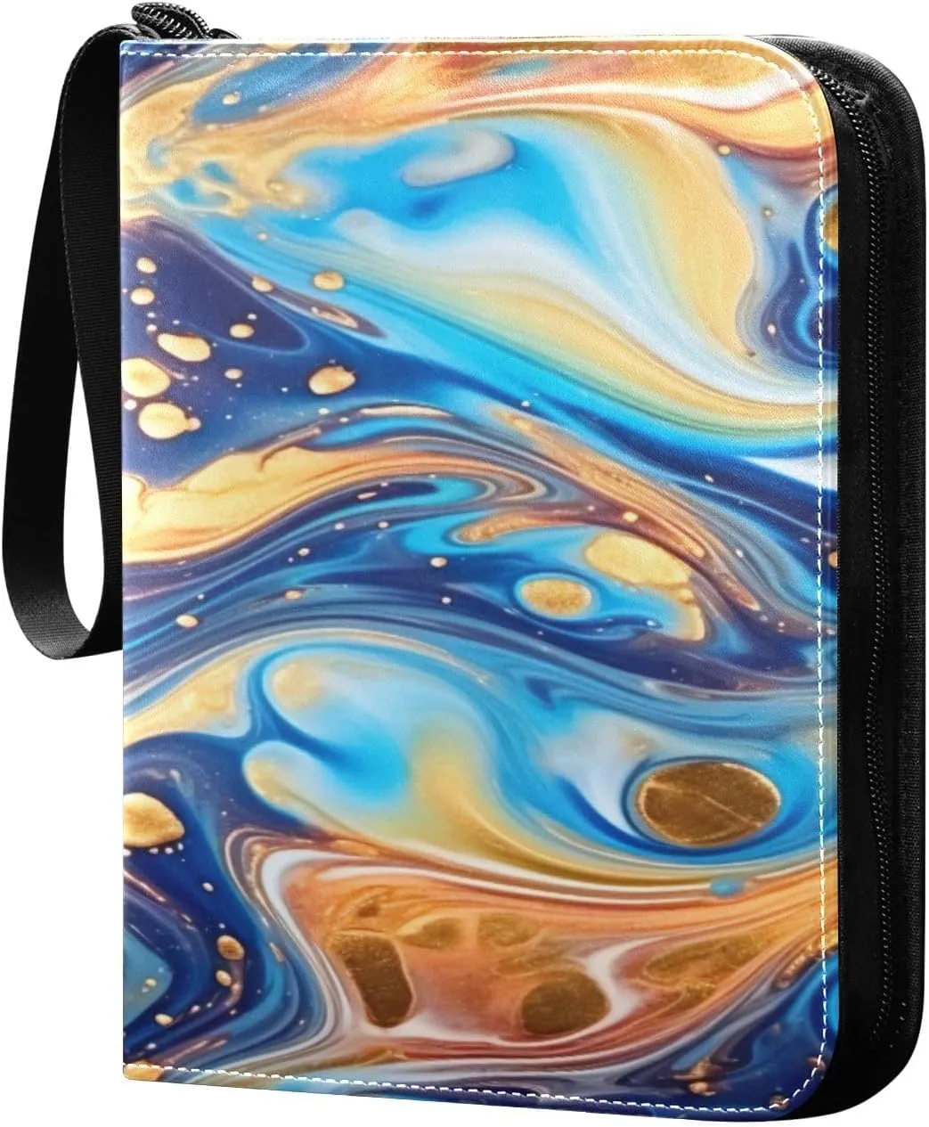 Colorful Swirls Marbled Card Binder 4-Pocket, 400 Pockets Trading Cards Holder Games Card Albums Storage Organizer Case for Football, Baseball Cards