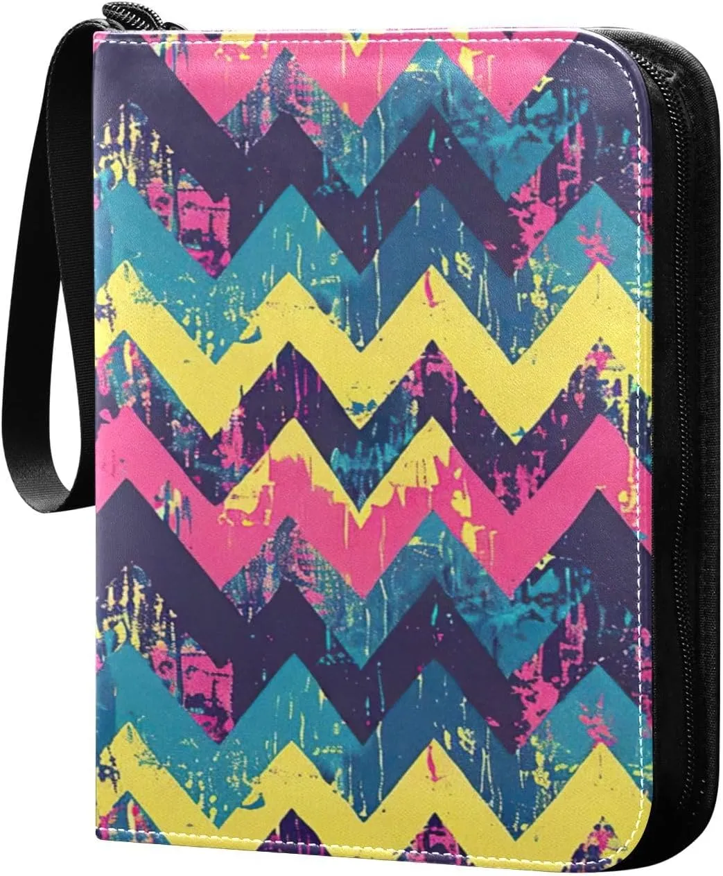 Colorful Zigzag Pattern Card Binder 4-Pocket, 400 Pockets Trading Cards Holder Games Card Albums Storage Organizer Case for Football, Baseball Cards