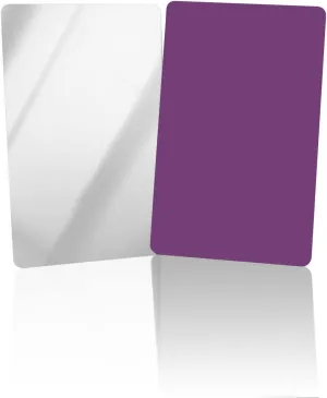 Compact Card Mirror, Unbreakable Stainless Steel Makeup Mirror Simplicity Solid Color Purple Rectangular Handheld Small Travel Mirror for Camping, Travelling