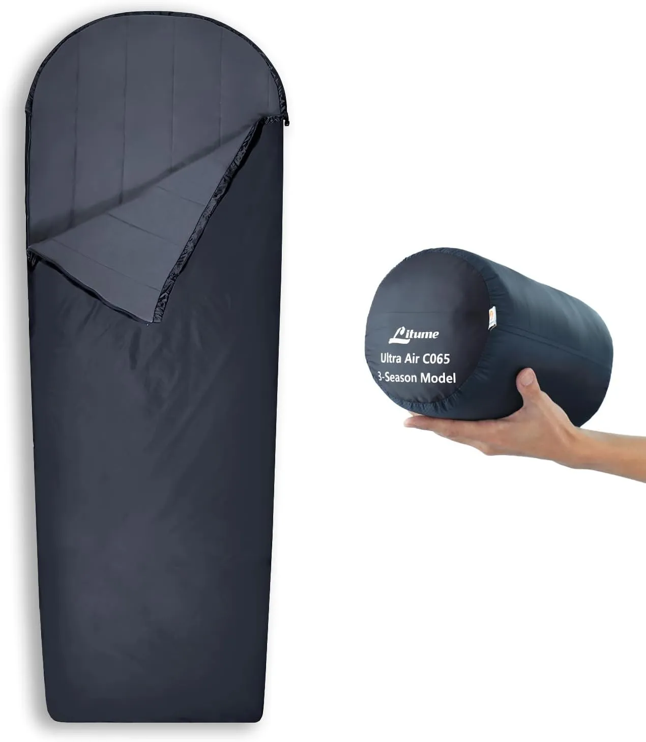 Compact Velvet Lined Sleeping Bag, Lightweight Three Season Sleeping Bag, Water Repelling Sack for Warm and Cold Weather, Comfortable, Backpacking, Hiking, Camping, Traveling