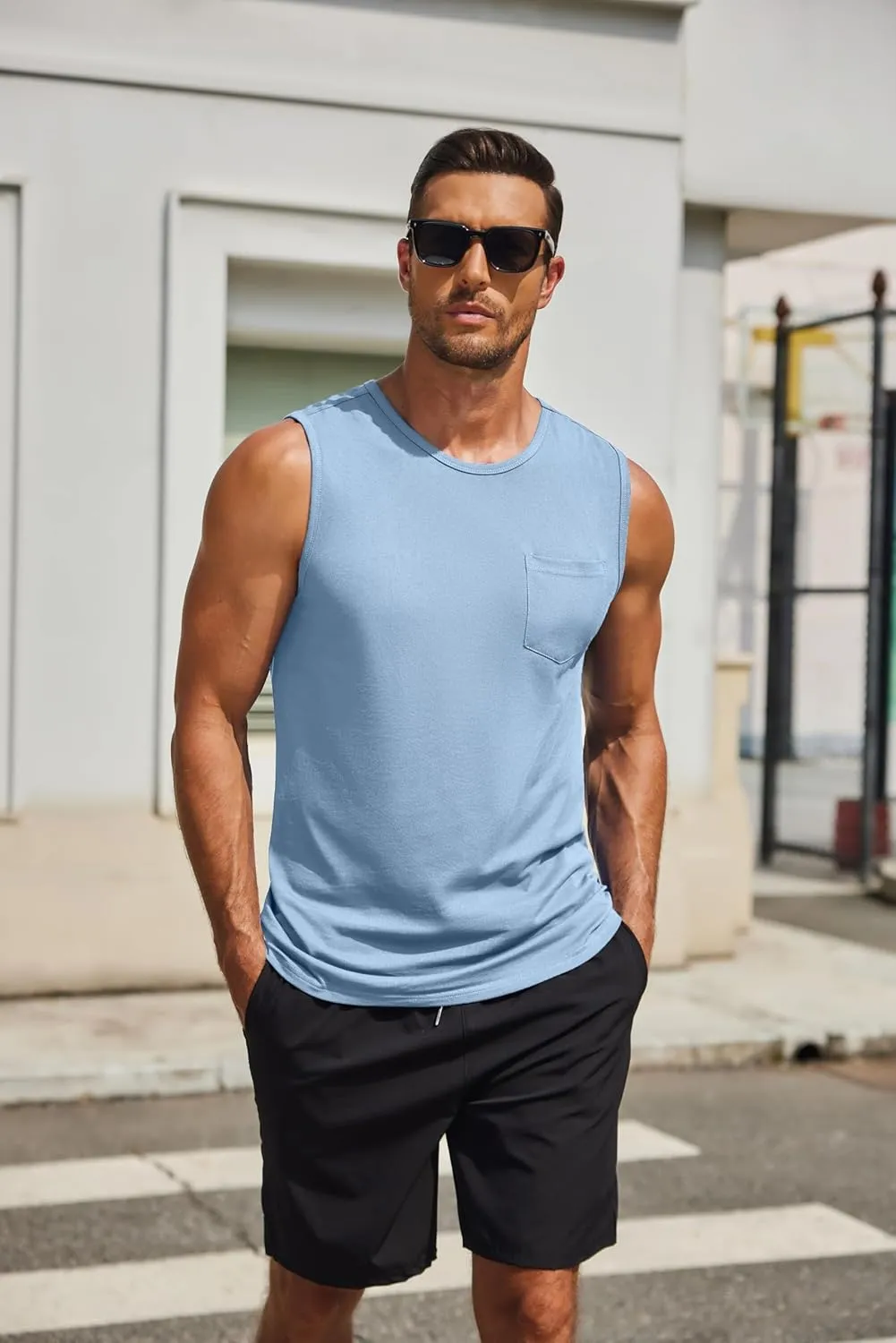 COOFANDY Men's Casual Tank Tops Quick Dry Sleeveless Shirts Cotton Pique Summer Shirt 2 Pack Muscle Tee