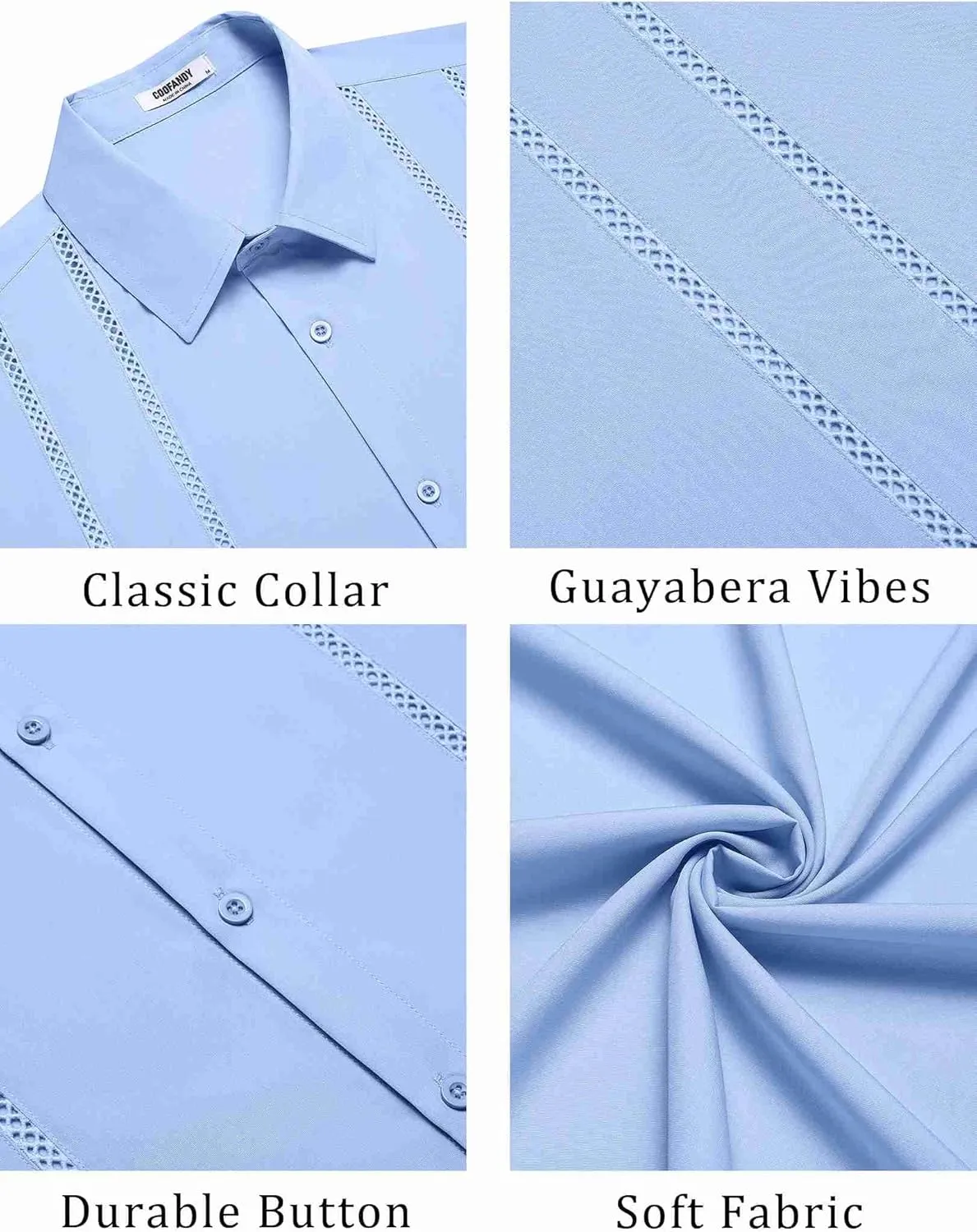 COOFANDY Men's Cuban Guayabera Shirt Summer Beach Vacation Shirt Casual Short Sleeve Button Down Resort Wear