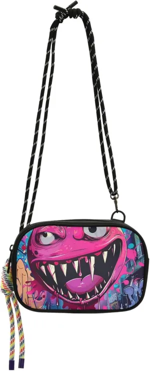 Cool Pink Cartoon Monster West Crossbody Purse for Women Practical with Credit Card Slots Women's Shoulder Handbags Take a walk