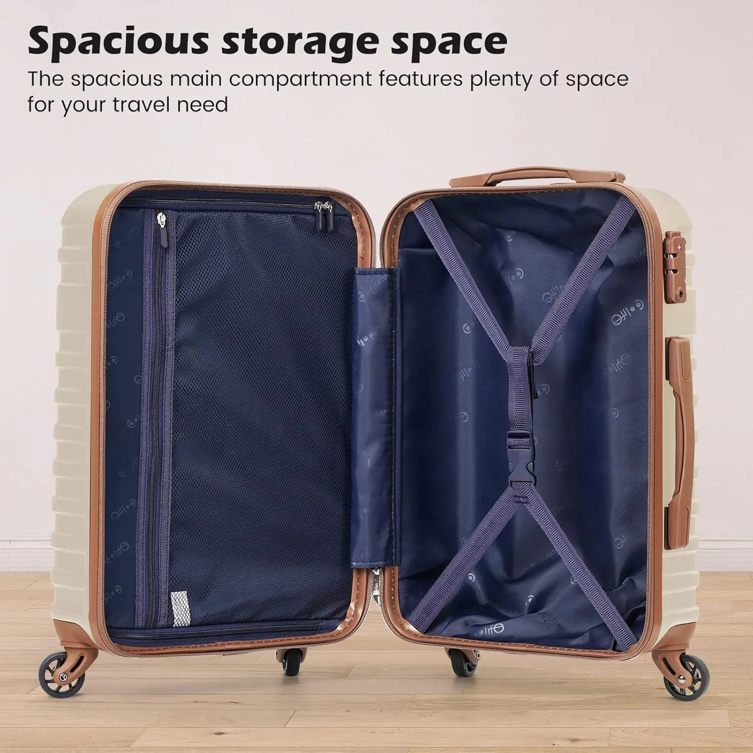 Coolife Suitcase Set 3 Piece Luggage Set Carry On Hardside Luggage with TSA Lock Spinner Wheels (Pink, 5 piece set)