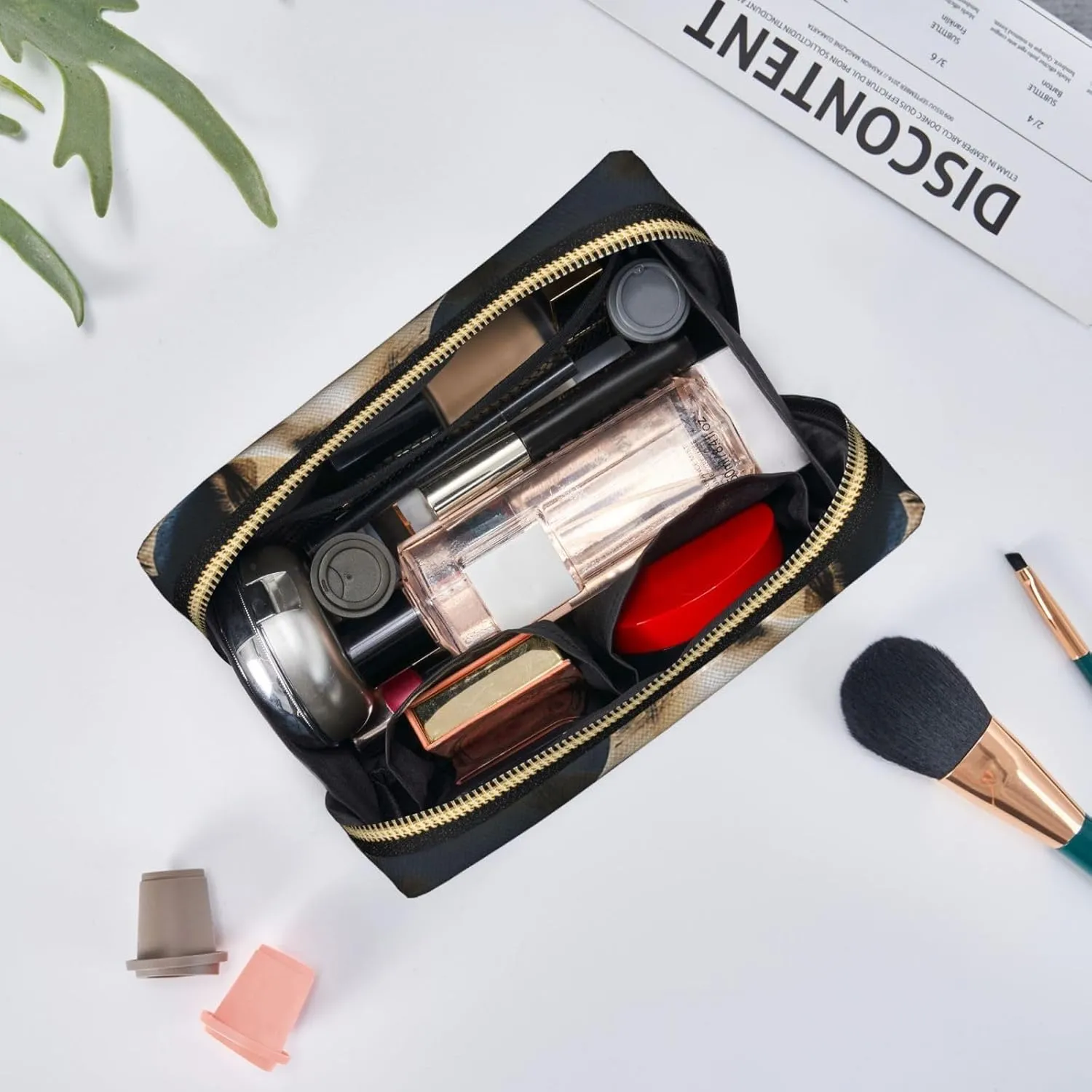 Cosmetic bag Travel Makeup Bag Waterproof Toiletry Pouch Portable Wide open Pouch Elephant drinking water Makeup Organizer Case Large Capacity Zipper Pouch Toiletry bag for women