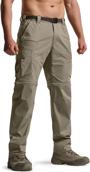 CQR Men's Convertible Cargo Tactical Pants, Water Resistant Outdoor Hiking Pants, Zip Off Lightweight Stretch Work Pants
