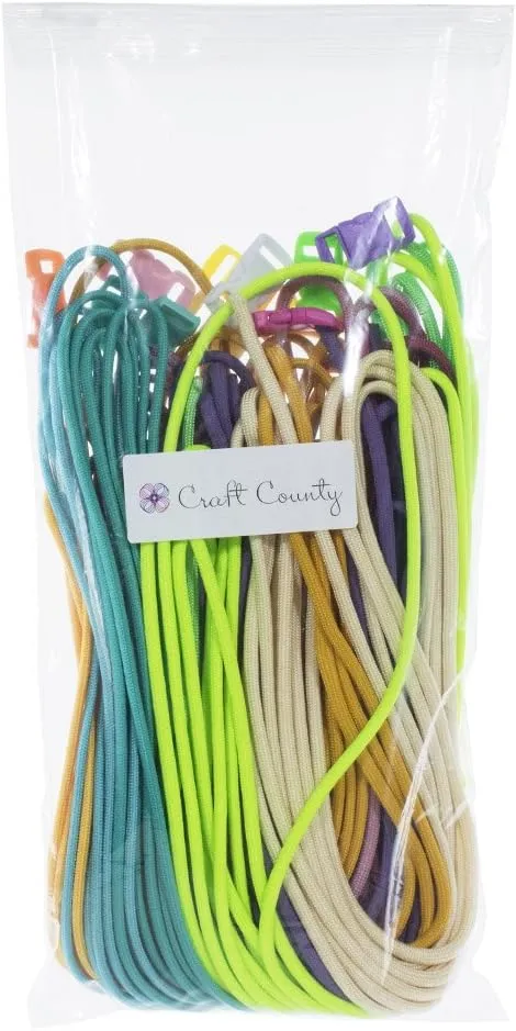 Craft County 550 Paracord Crafting DIY Kits - 80 Feet of Paracord and 8-3/8 Inch Buckles - Arts and Crafts, Bracelets, Keychains, Lanyards