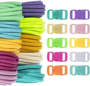 Craft County 550 Paracord Crafting DIY Kits - 80 Feet of Paracord and 8-3/8 Inch Buckles - Arts and Crafts, Bracelets, Keychains, Lanyards