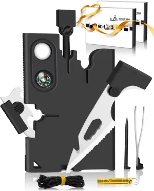 Credit Card Multitool Stocking Stuffers 2 Pack: Gifts for Men Adults Christmas Dad Teens Boy Women Birthday Thanksgiving - 18 in 1 Multi-Tool Knife Cool Gadgets Pocket Wallet Tools Survival Camping