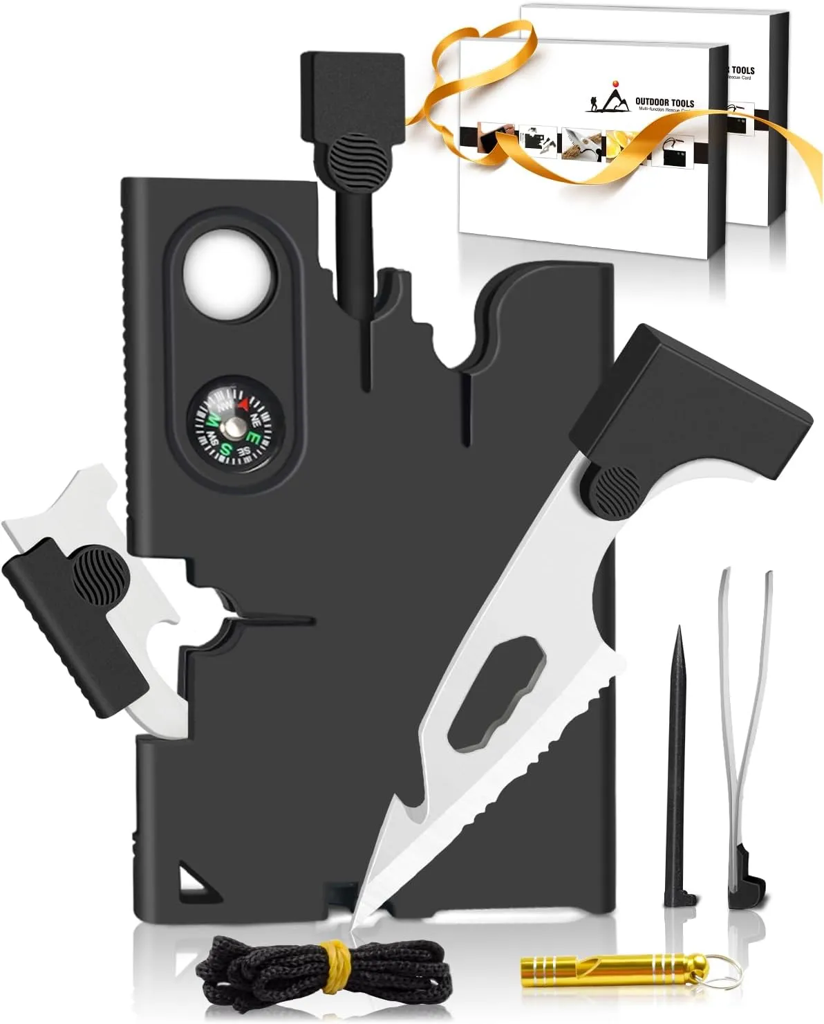 Credit Card Multitool Stocking Stuffers 2 Pack: Gifts for Men Adults Christmas Dad Teens Boy Women Birthday Thanksgiving - 18 in 1 Multi-Tool Knife Cool Gadgets Pocket Wallet Tools Survival Camping